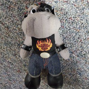 PLUSH BULLDOG WITH HARLEY-DAVIDSON FLAMES ON FRONT